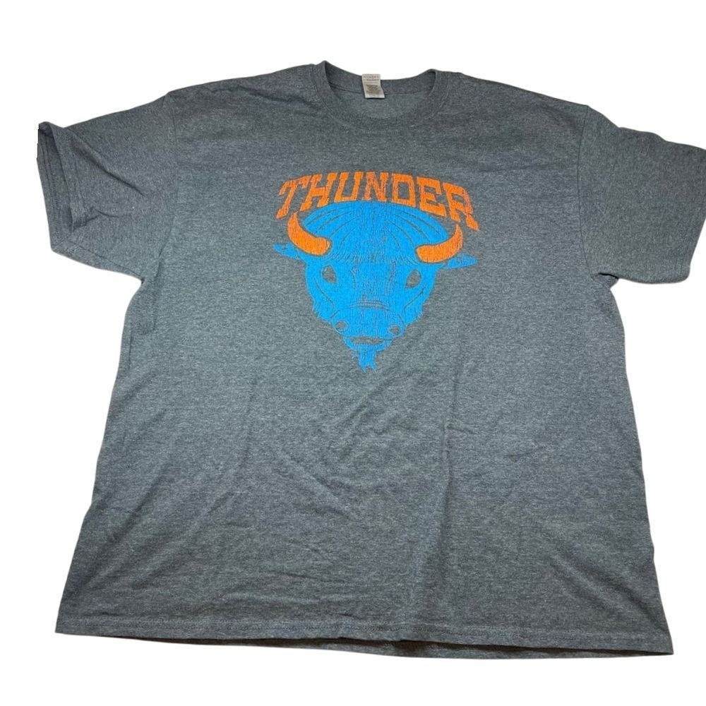 OKLAHOMA CITY THUNDER NBA Gildan Cotton T-Shirt Short Sleeve Gray Size X-Large